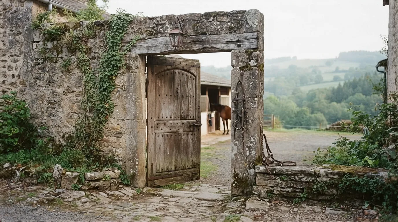 Entrée du Au Bos Cheval Rouge, centre équestre à Pays de Belvès
