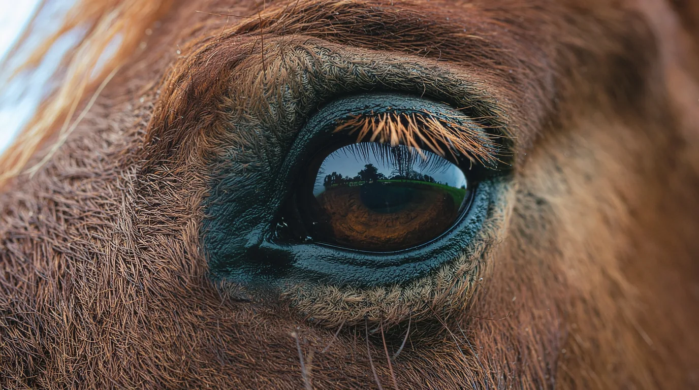 Un regard de cheval au Au Bos Cheval Rouge, Pays de Belvès